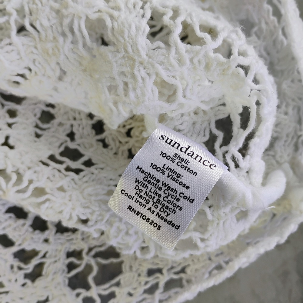 Sundance Lace Tank Top Womens Small White Crochet Knit Festival Boho Coastal - Picture 7 of 9